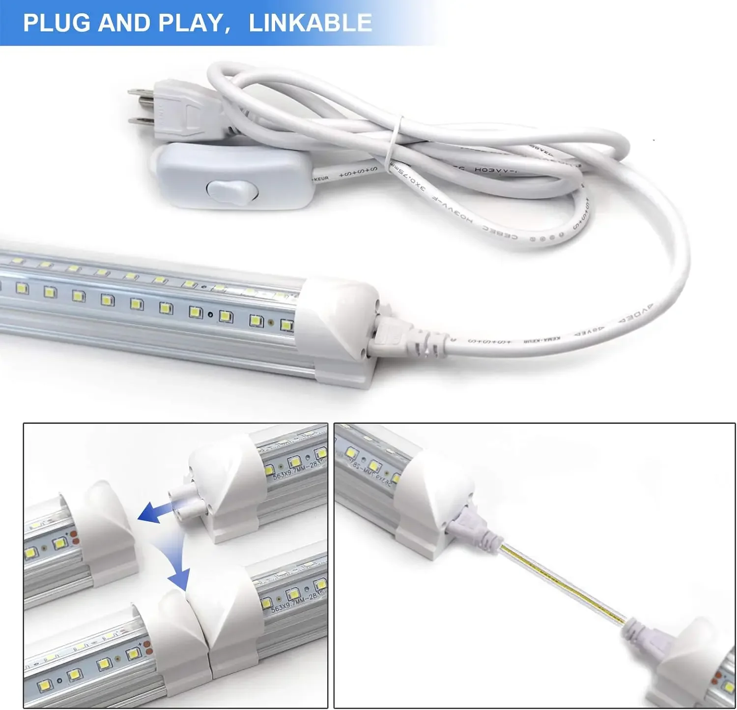 LED ショップ照明器具 - 90W T8 統合 LED チューブ ライト - 6500K 12000LM V 字型高出力