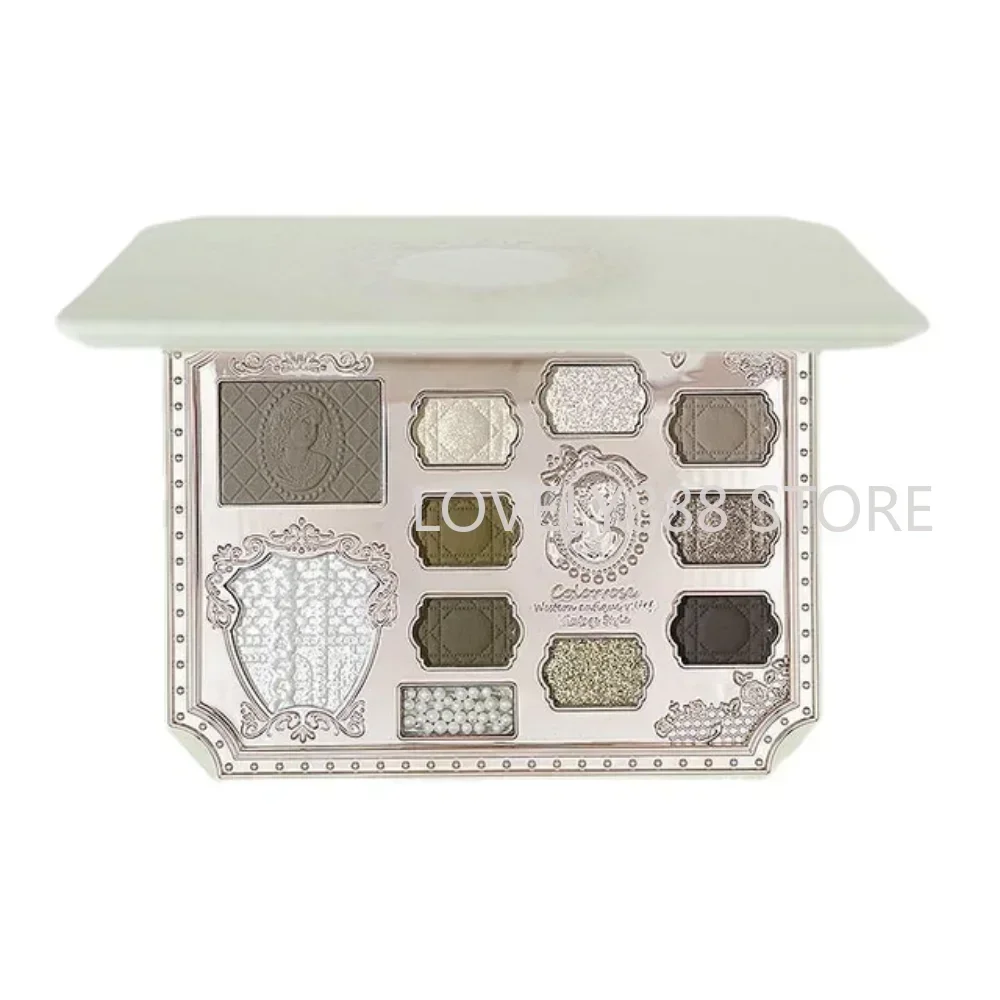 カラーローズ エンボスアイシャドウパレット 新しいブラッシュ ハイグロス一体型アイシャドウパレット モスグリーンパレット メイクアップ化粧品