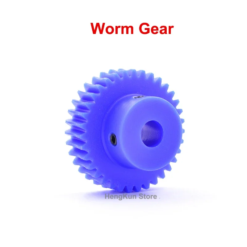 1Pc 0.5Mod 1Mod Blue Nylon Plastic Worm Gear Or POM Worm Rod 15 Teeth-80 Teeth Turbine Speed Ratio 1:15/20/25/30/35/40/50/60/80
