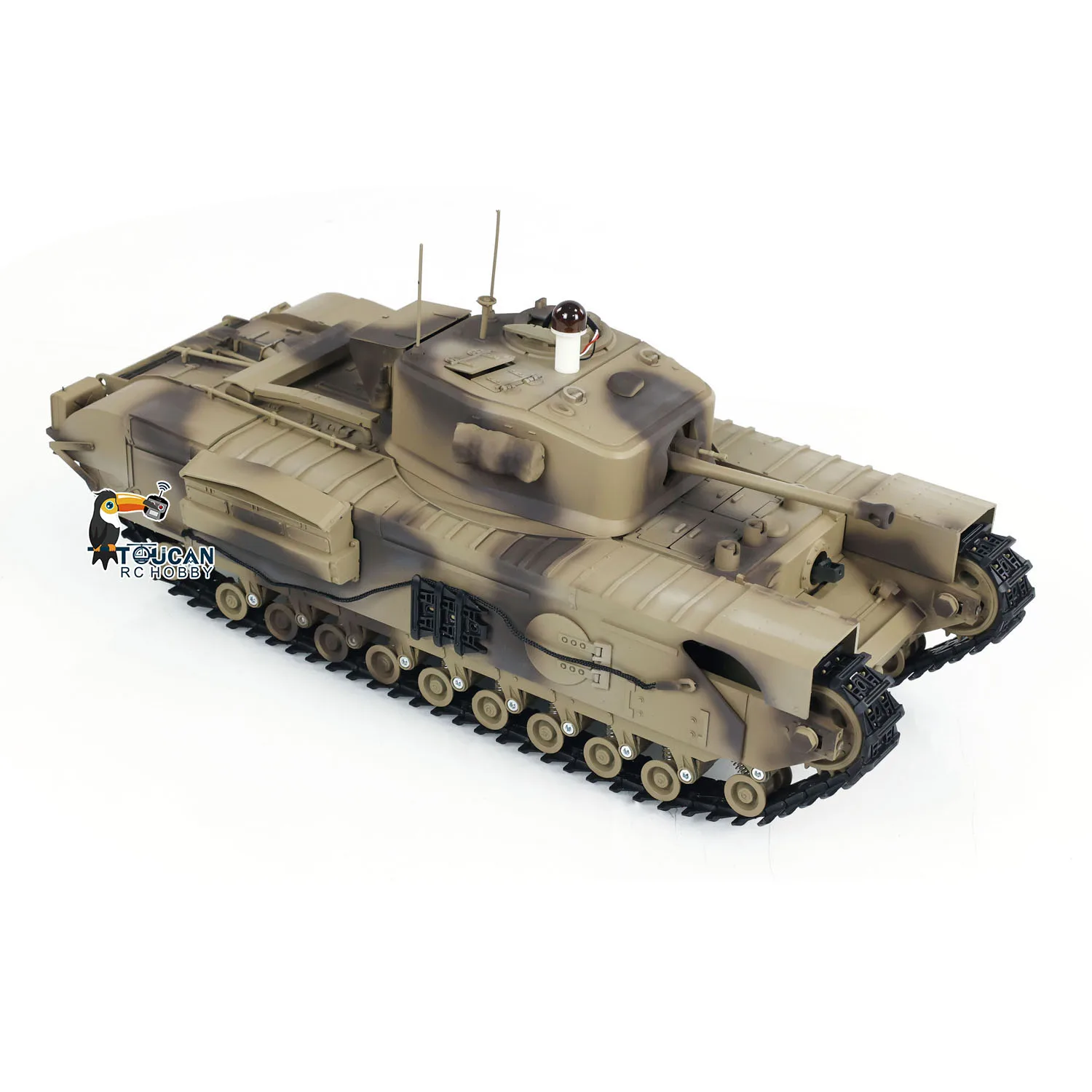 Tongde 1/16 RTR Churchill Mk.VII دبابة مع جهاز للتحكم عن بُعد مسارات معدنية الأشعة تحت الحمراء نموذج معركة لعب تجربة قتالية واقعية للأطفال