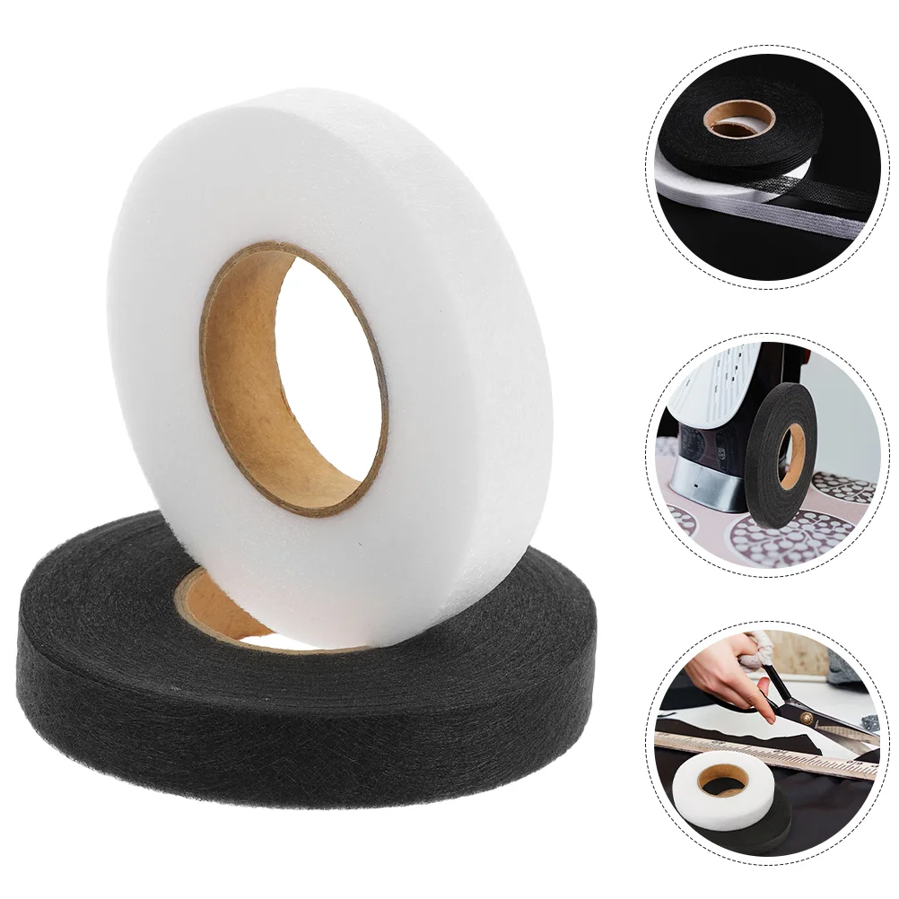 2 Rolls Bra Tape Adhesive Glue Fusible Interlining for Embroidery Iron-on Hemming Tapes Double Sided Clothing