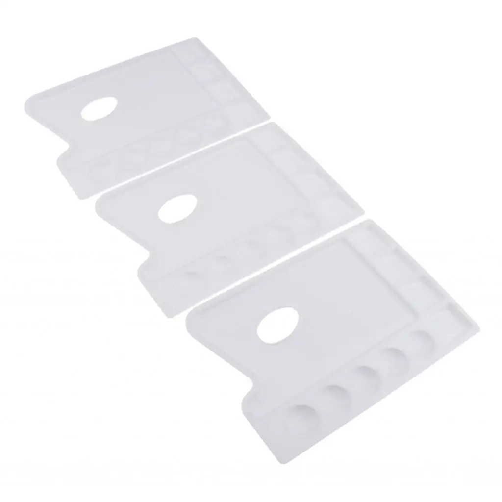 Oil Painting Palette Box Plastic 3 Pack Mixing Trays 9 Wells for Watercolor Acrylic Gouache Craft and Classroom