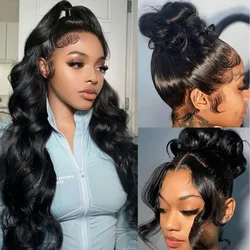 Invisi-Drawstring 360 Lace Front Wigs Human Hair Pre Plucked Body Wave 360 HD Transparent Full Lace Frontal Wigs Brazilian Hair