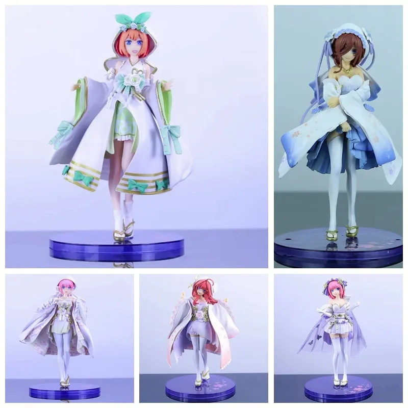 22CM The Quintessential Quintuplets Anime Bishoujo Character Model Ornaments Flower Wedding Dress Boxed Figures Collection Gifts