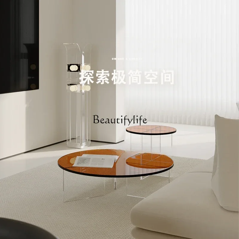 

Modern simple high-end child and mother coffee table living room home light luxury acrylicL