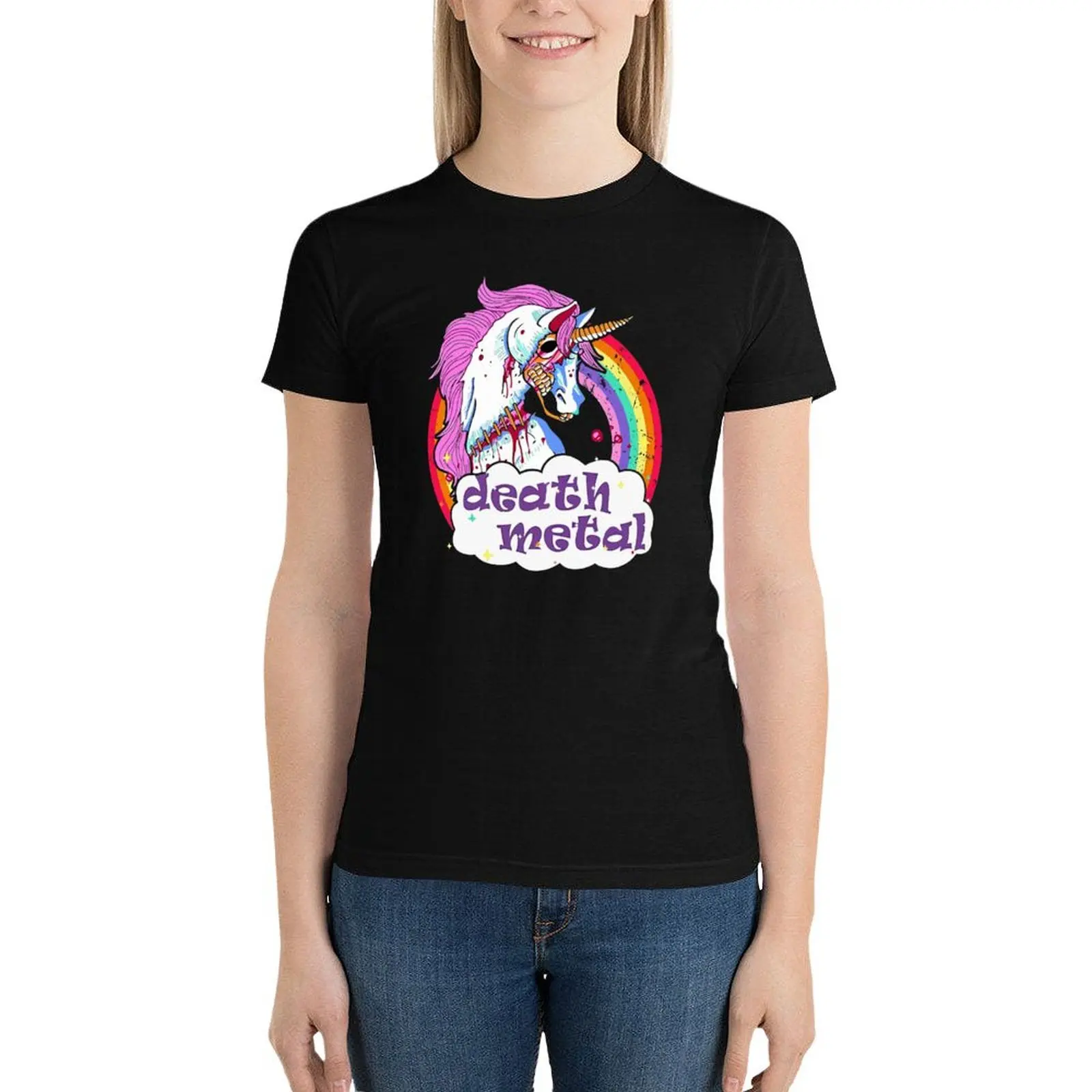 

Zombie Unicorn Death Metal T-Shirt hippie clothes funny graphic t-shirts for Women