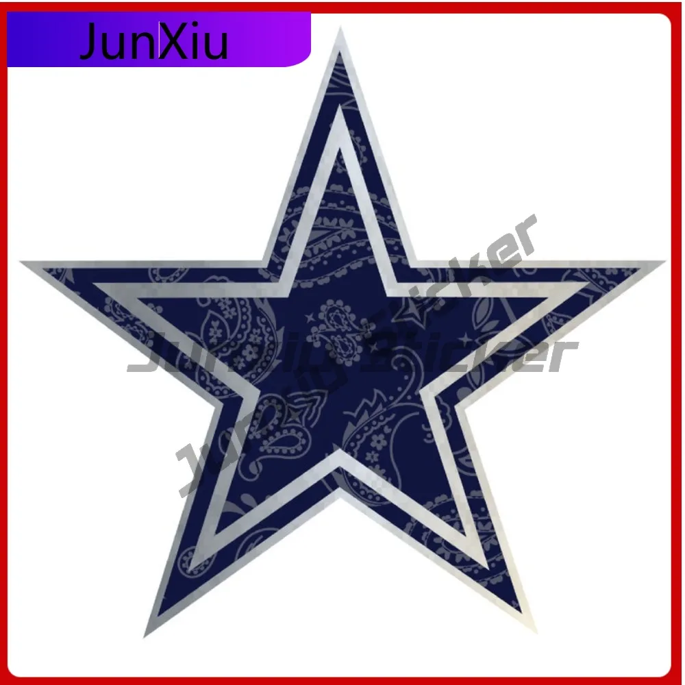 

Cowboys Blue Star Bandana Pattern Cowboys Star High Quality Weather Proof Sticker Car Bicycle Skateboard Laptop Rv Camper Bodywo