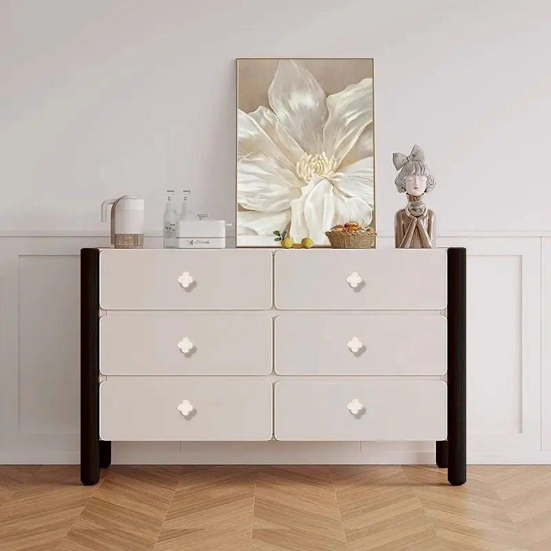 wood six-chest cabinet, living room master bedroom storage drawer, bedside cabinet contrasting color decorative cabinet