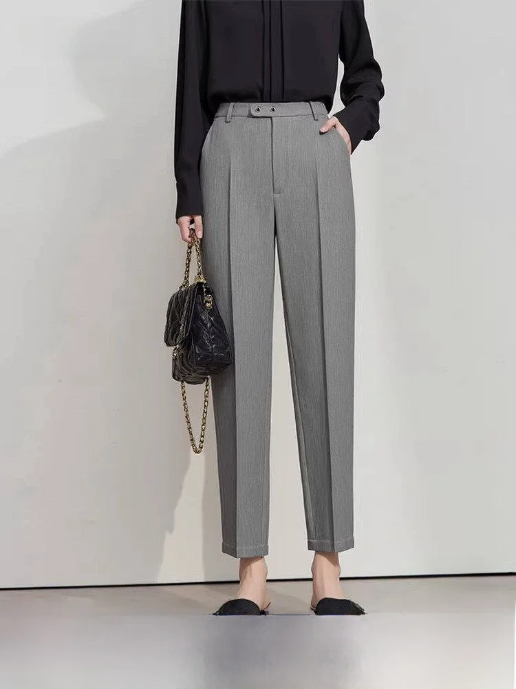 

nt Commuter Casual Pants Women's Slim Fit Elastic Bla Nine-Piece Cone ape Spring New Sle i Ladies' Faion