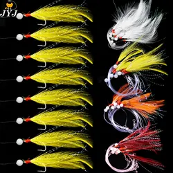 WODJYJ 8 arms Sabiki Rigs Saltwater Artificial Fishing Lures Luminous Sea Bait Mackerel Pesca Tackle string Hooks Feather Hook