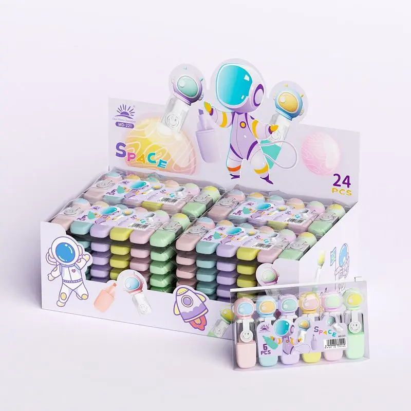 36pcs Sanrio 6color Highlighters Kawaii My Melody Kuromi School Office Stationery Student Drawing Supplies Mini Paint Marker Pen