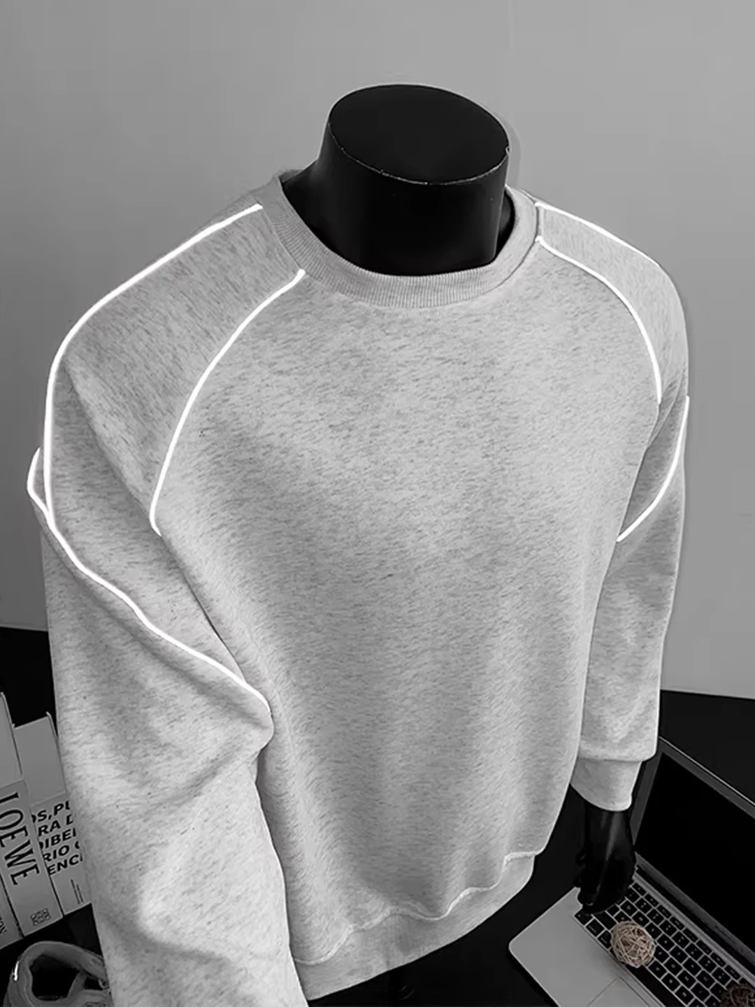 

Мужская свободная толстовка в стиле ретро-американский стритвир с светоотражающими полосами, длинный рукав, весна