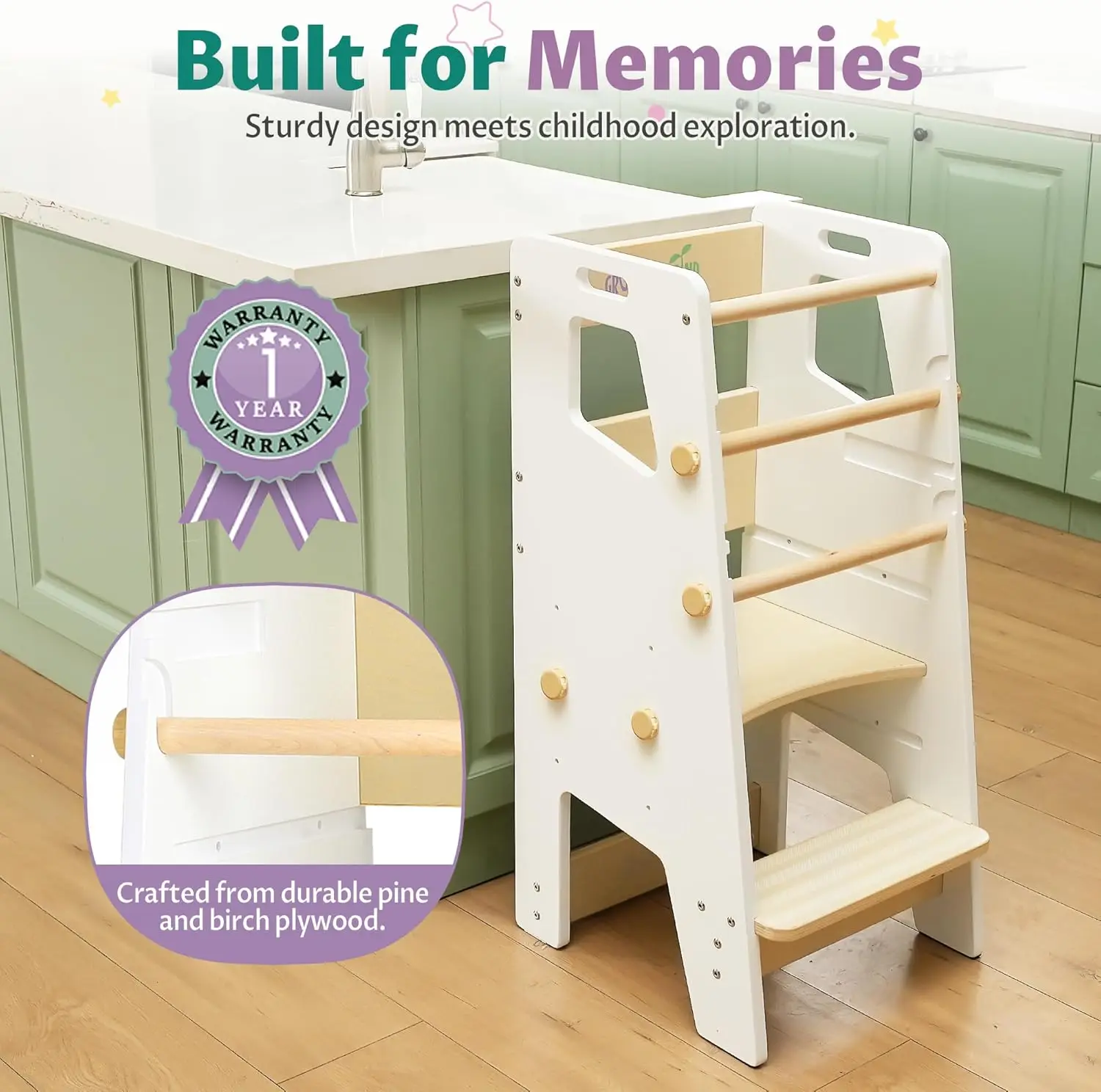 ® Tower - Adjustable Montessori Multi-Use Kitchen Stool, Safe Tower, Essential Toddler Game Changer- Per