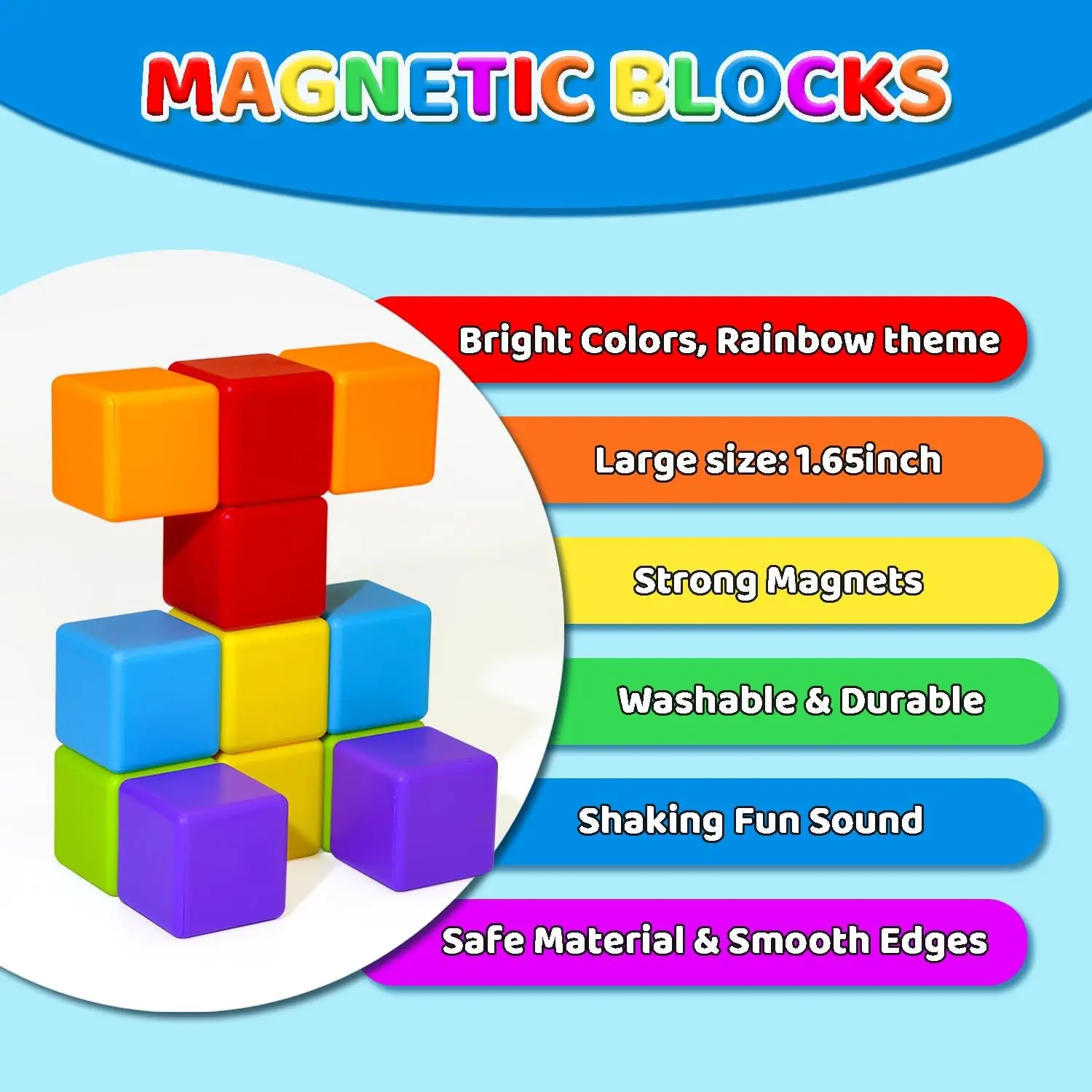 12PCS Magnetic Blocks, Gifts for 3 4 5 6 Year Old, Magnet Building Blocks for Toddlers Girls & Boys, Sensory - Montessori - view 3