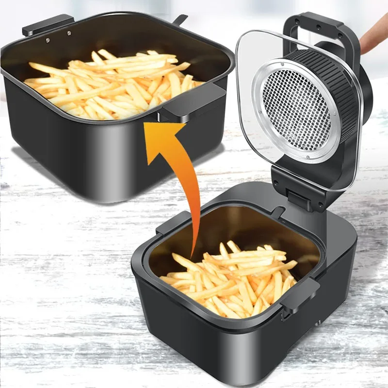 مقلاة هوائية ذكية منزلية متعددة الوظائف سعة 9 لتر مع حجز شاشة تعمل باللمس بسعة كبيرة، فرن منظور داخلي غير لاصق