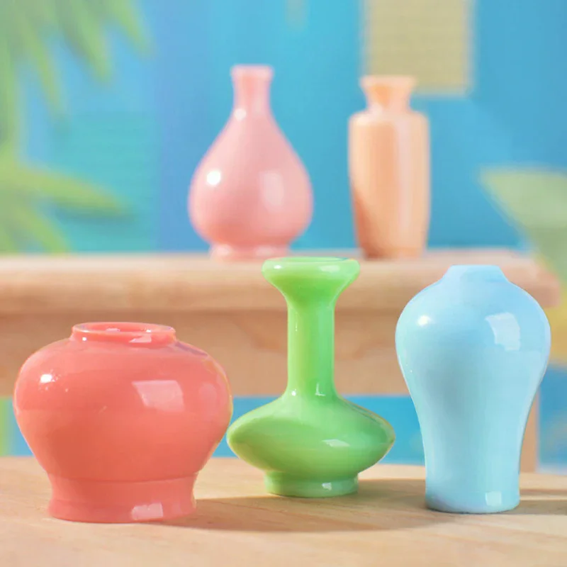 8 قطعة زجاجات زهرية ملونة صغيرة/الأواني دمية يدوية المنمنمات زهرية بيت الدمية ديكورا المطبخ زخرفة DIY بها بنفسك اكسسوارات #6