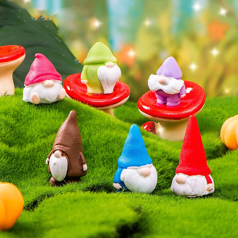 Mini Easter Dwarves Figurine Gnome Doll Mushroom Micro Landscape Dollhouse Model Car Interior Ornament Home Desktop Decoration