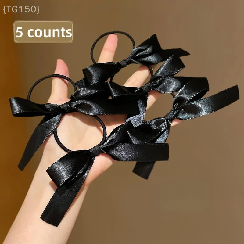 5 pezzi moda fiocco nero elastici per capelli coda di cavallo fasce elastiche per capelli scrunchies per donne ragazze accessori per capelli festa
