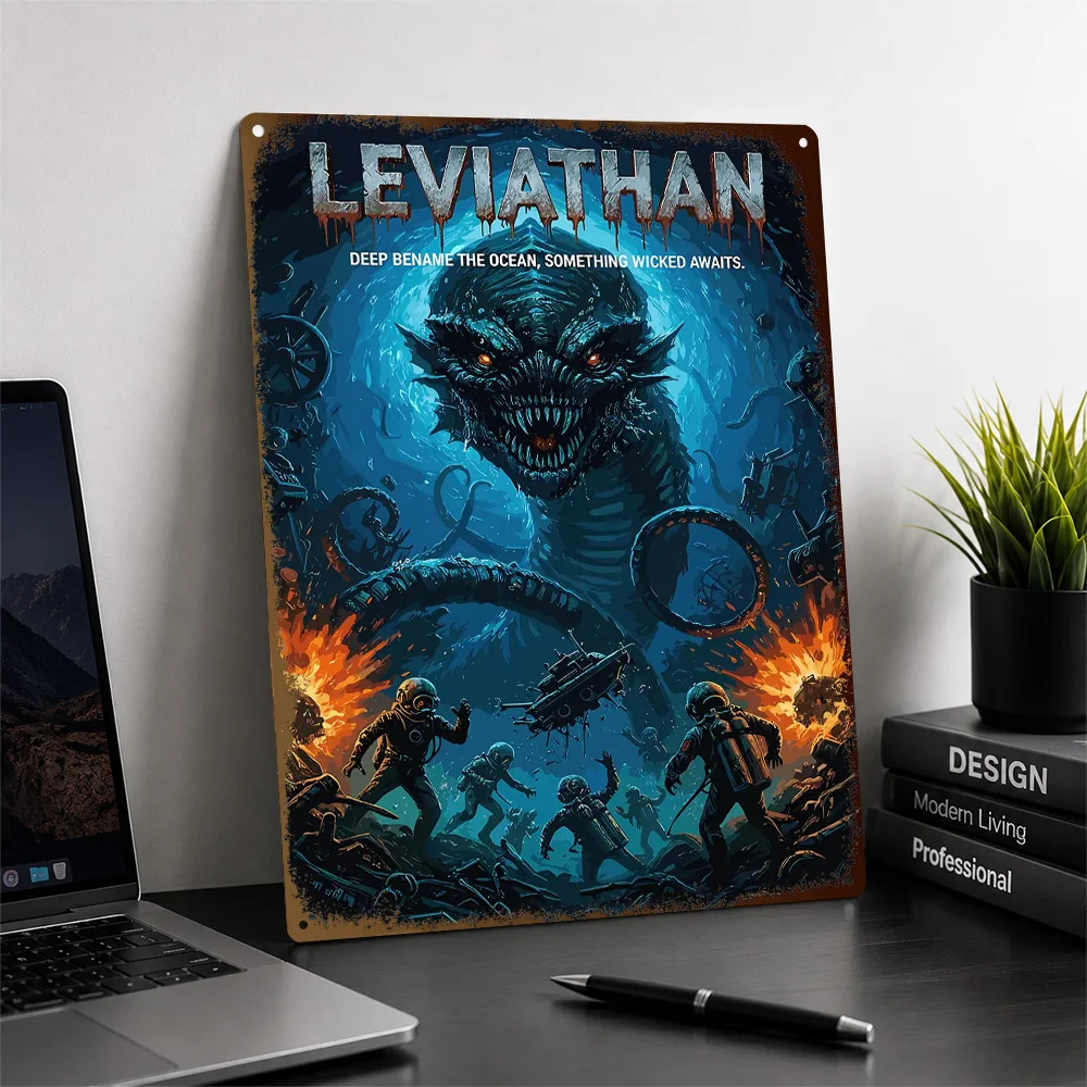 Leviathan Printed Poster Customized Aluminum Metal Sign Dynamic Science Fiction Scene Wall Art Perfect For Entertainment Rooms