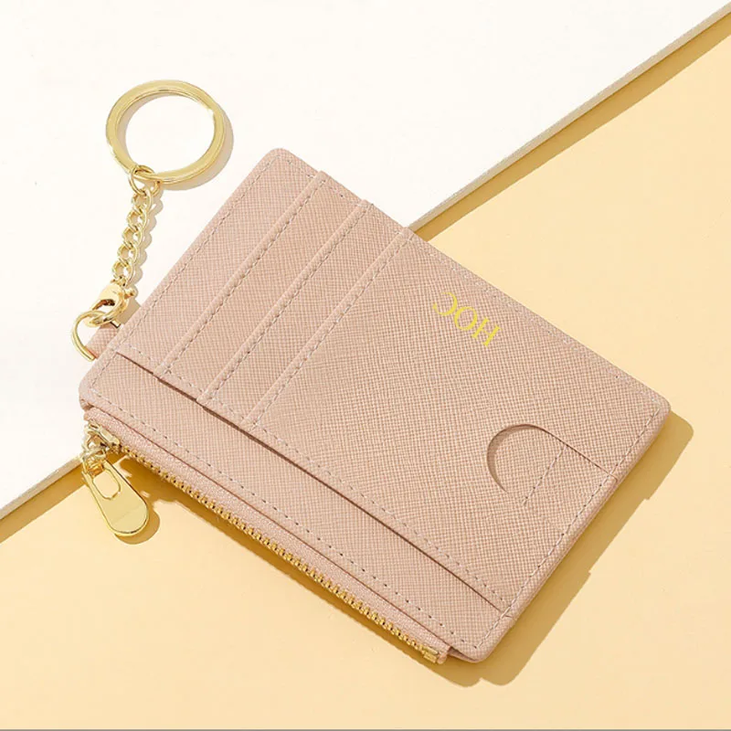 Creative monogramm multi card slots women's simple mini card bag storage portable cute keychain coin card holder wallet