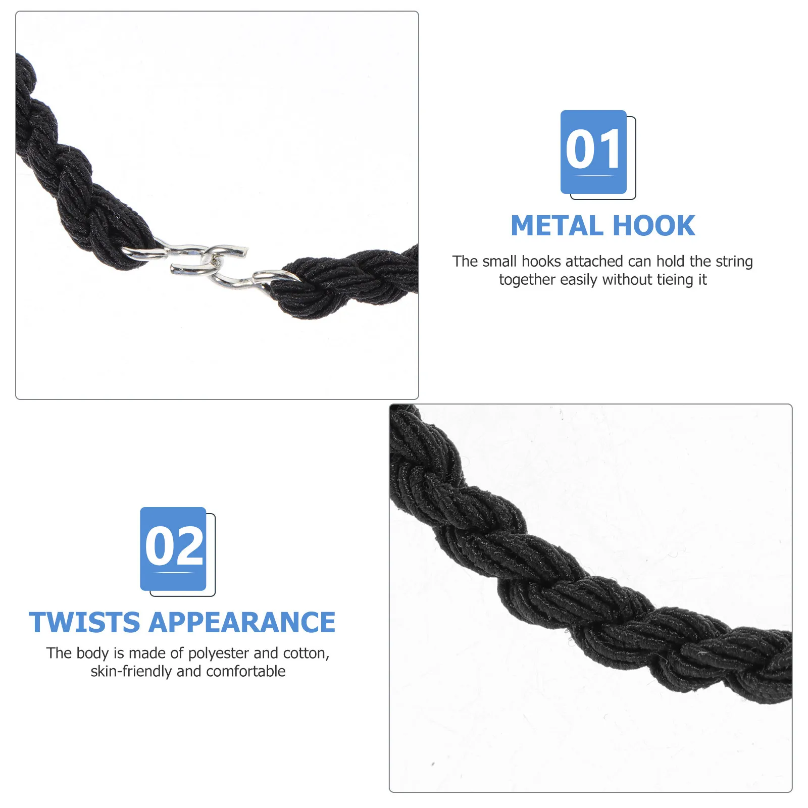 

Elastic Leggings Rope Band Trousers Clips Camping Belt Black Latex Wire Metal Hook Braided High Stretchy Ankle Strap For