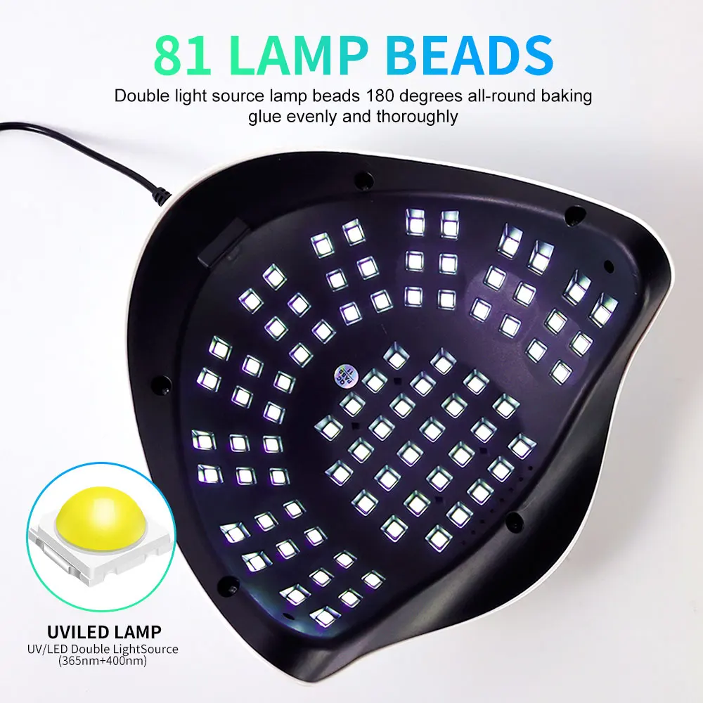 81LED UV Nail Art Lamp Droger met 4 Timers en Auto Sensor Curing Lamp Professionele Curing Gel Nagellak Manicure Tool