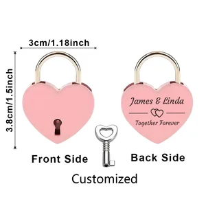 1PC Old Antique Style Customizable Name  Love Padlock Couple Wishing Lock  Wedding Keyed Padlocks  Valentine's Day Gift
