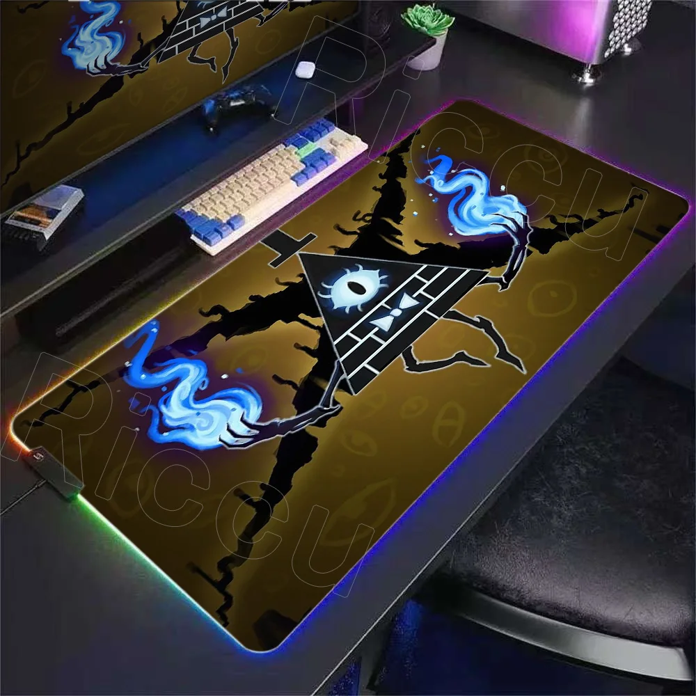 

RGB Mouse Pad XXL Desk Protector Mousepad Anime Bill Cipher Mouse Pad Gravity Fall Mouse Pad Cute Large Company Table Carpet Mat