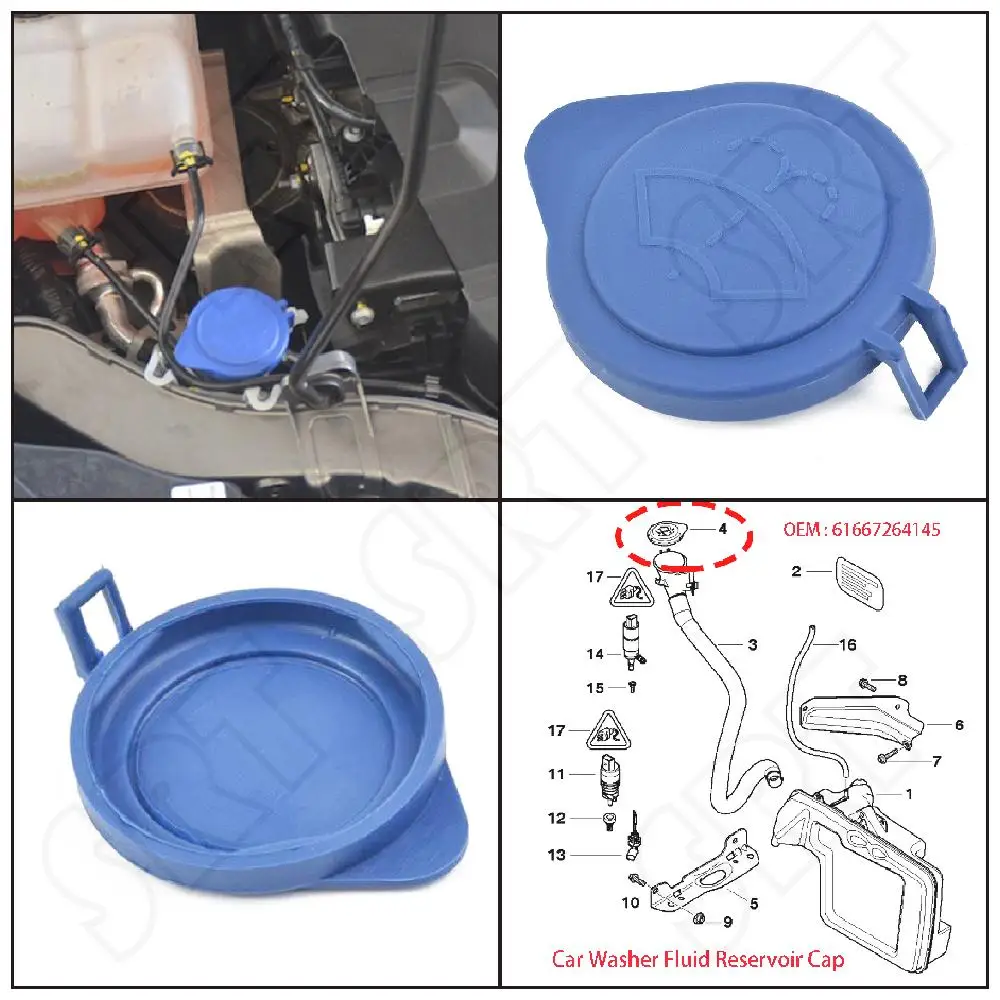 For BMW E90 E91 E92 E93 M3 323i 325i 328i 330i 335i 335d 2006-2013 Car Windshield Wiper Washer Fluid Reservoir Cap 61667264145