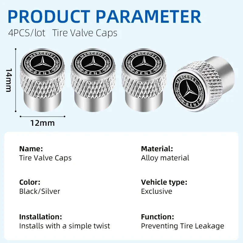 4 قطعة سيارة الإطارات صمام ينبع غطاء التخريش نمط الإطارات غطاء صمام لمرسيدس بنز W211 W204 W210 W203 CLA GLA