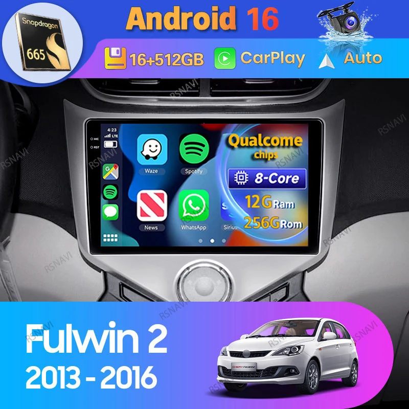 Android 16 Car Radio For Chery Fulwin 2 Very A13 2013 - 2016 Carplay Auto GPS 360 Camera DVD Video 2Din Multimedia Player Stereo