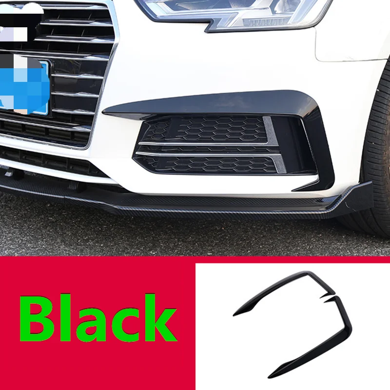 Car Accessories Car Styling Carbon fiber Head Front Bumper Spoiler Air Knife Fog light Covers Stickers For Audi A4 B9 2017-2019