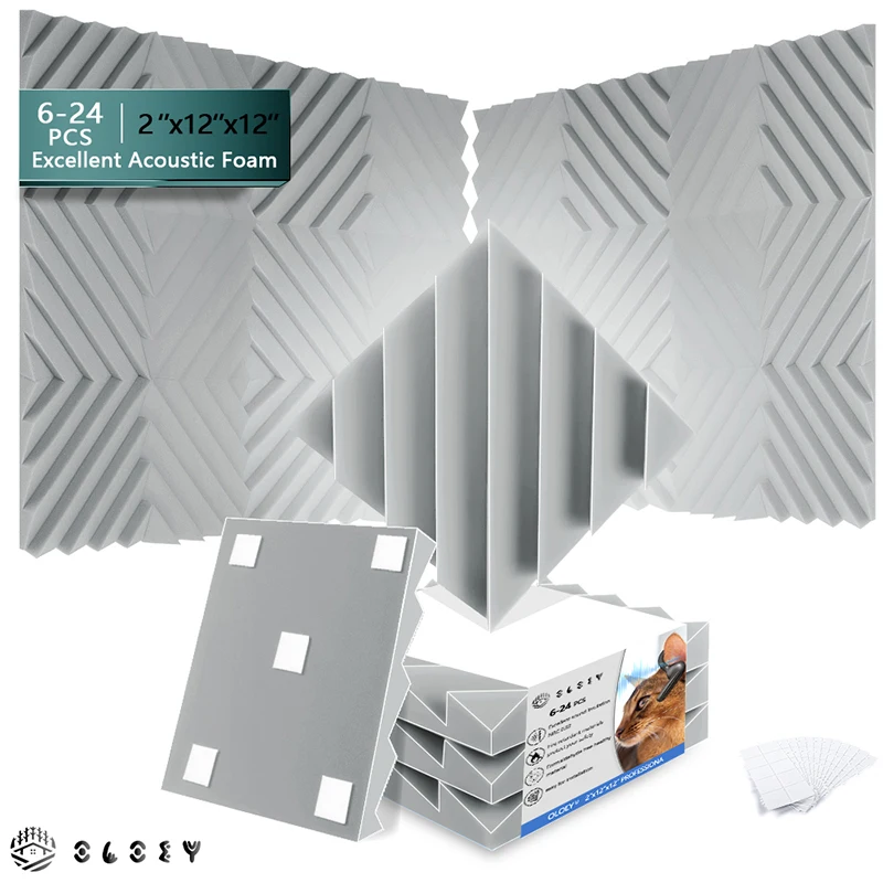 6/12/24 Pcs Acoustic Panels High Density Sound Proof Panels For Walls Sound Absorbing Panels for Home Studio Office Decor