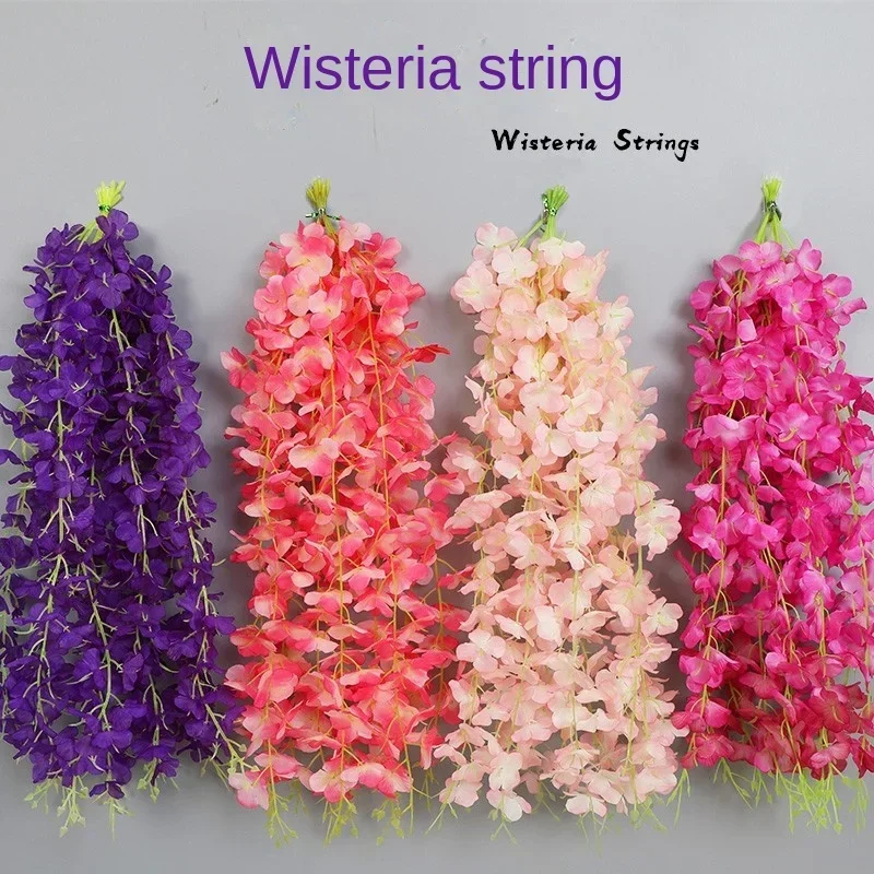 10pcs 50cm Artificial Wisteria Flower Strips Wedding Home Decoration Balcony Room Hanging Plastic Flower Ceiling Flower Vine