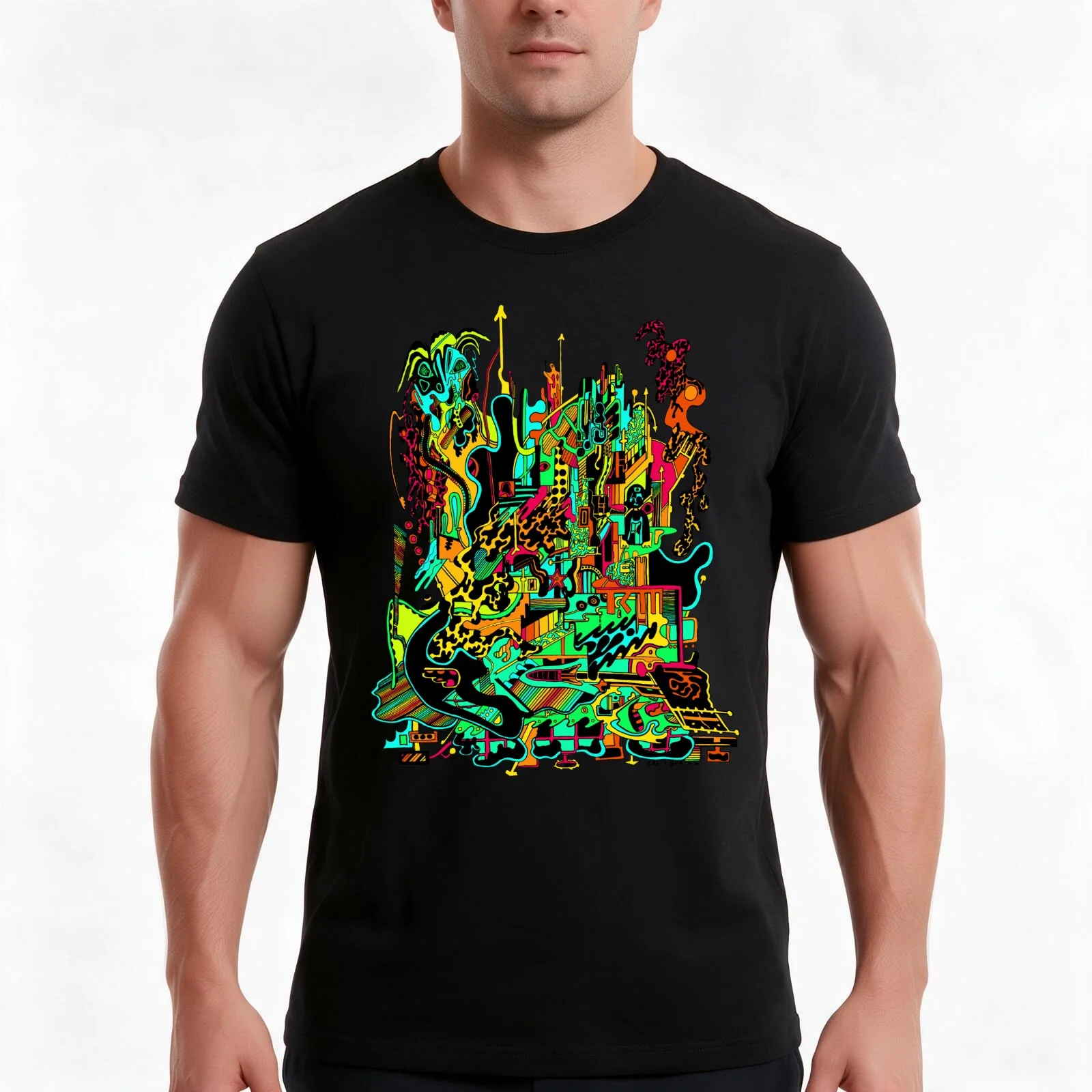 Ghost in the Factory T-Shirt, Summer Casual Cotton Tee, Oversized Streetwear Tops, Vintage Graphic Print, Loose Fit Short Sleeve