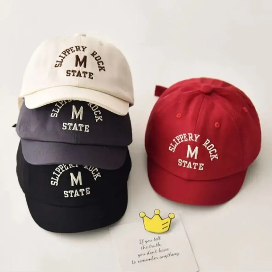 2026 New Casual Letter Cap Baby Simple Classic Peaked Caps Boys Cool Embroidery Baseball Hat Girl Adjustable Short Brimmed Hats view 3