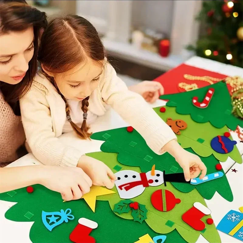 Diy sentiu árvore de natal brinquedo feliz natal decorações para casa 2024 cristmas ornamento natal navidad presentes papai noel ano novo
