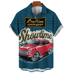 Vintage Rockabilly Blouse 3d Printed Shirts Men Women Hawaiian Shirt Men's Casual Vocation Lapel Summer Beach Short Sleeve