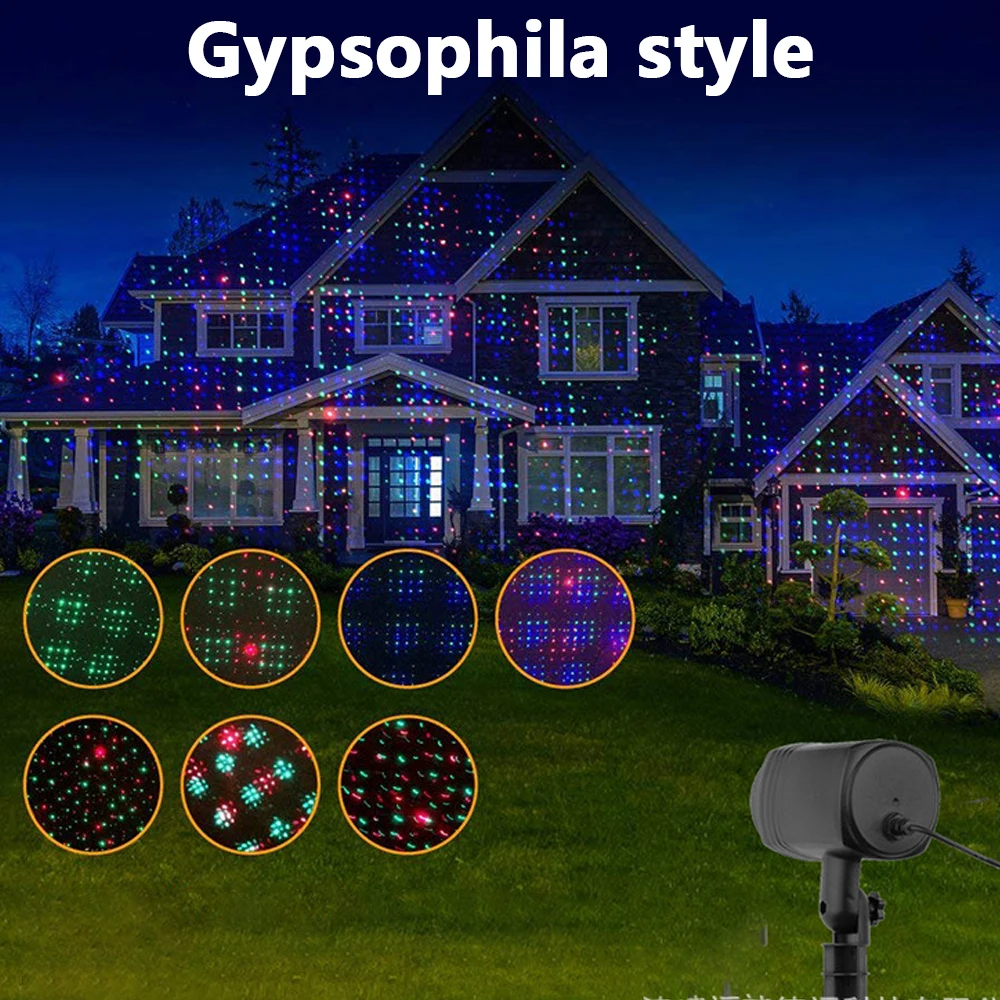 RGB 20/24 Patterns Christmas Laser Projector Outdoor Light Remote Garden Waterproof IP65 Holiday Xmas Outside Shower Lighting