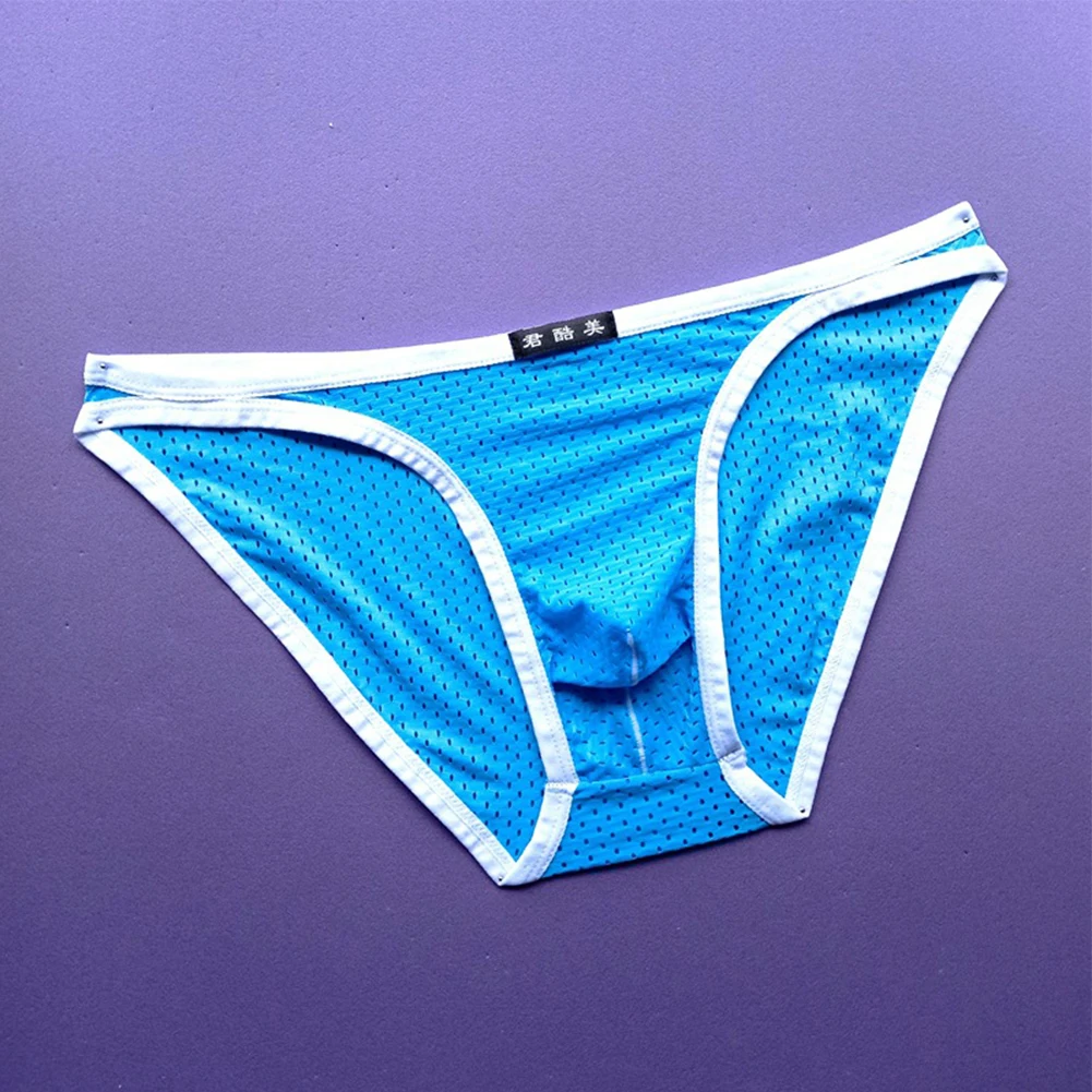 Men Soft Briefs Nylon Underwear Bulge Pouch Underpants Male Breathable Mesh Panties Man Sexy Lingerie Low-Rise Bikini Trunks