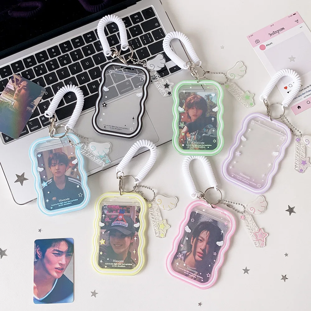 Cute Mini Wings Acrylic 3 inch Kpop Photo Holder Photocards Card Display Bag Pendant School Stationery