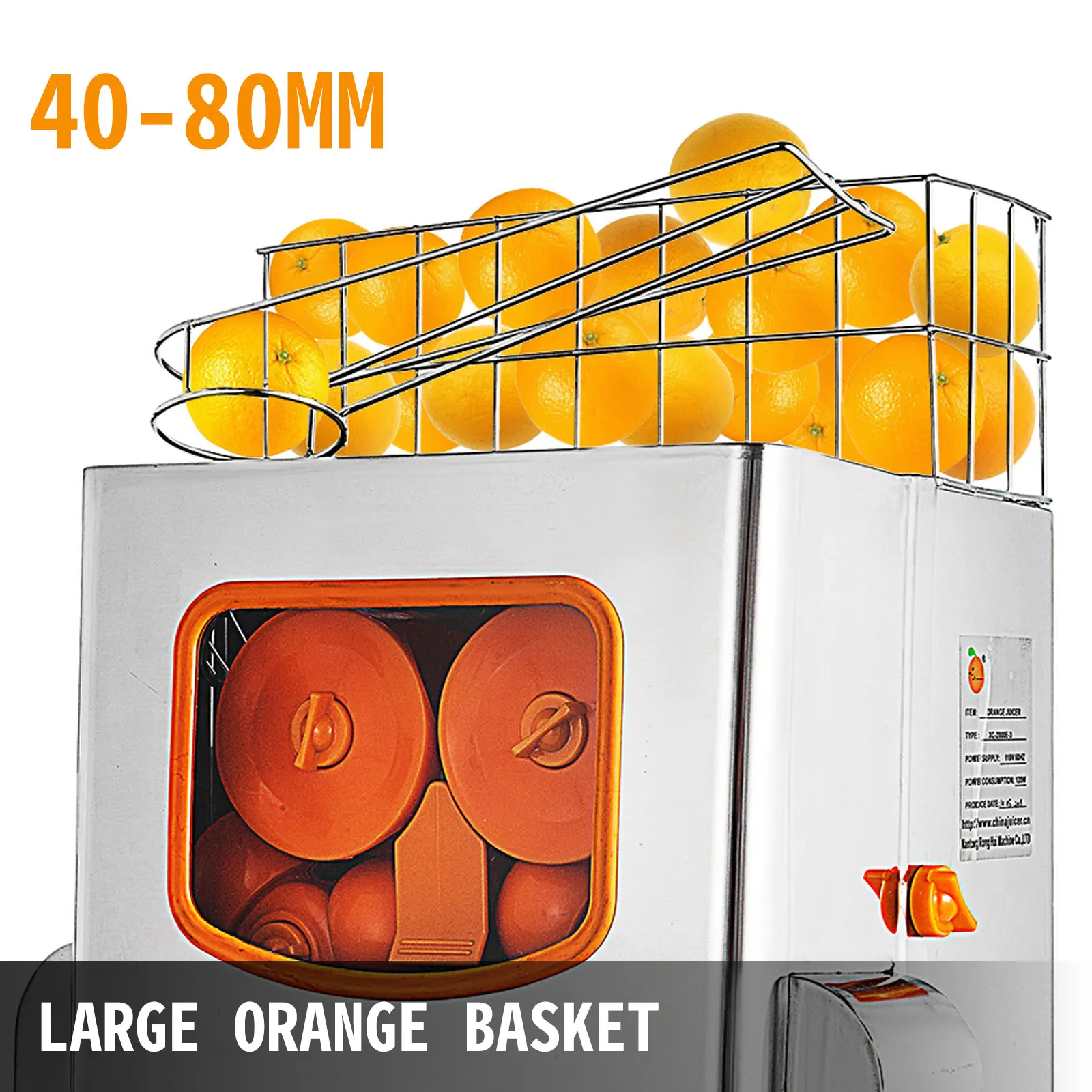 VEVOR mesin Juicer komersial, 120W pemeras jeruk untuk 22-30 per menit, ekstraktor jus listrik dengan kotak Filter Pull-Out