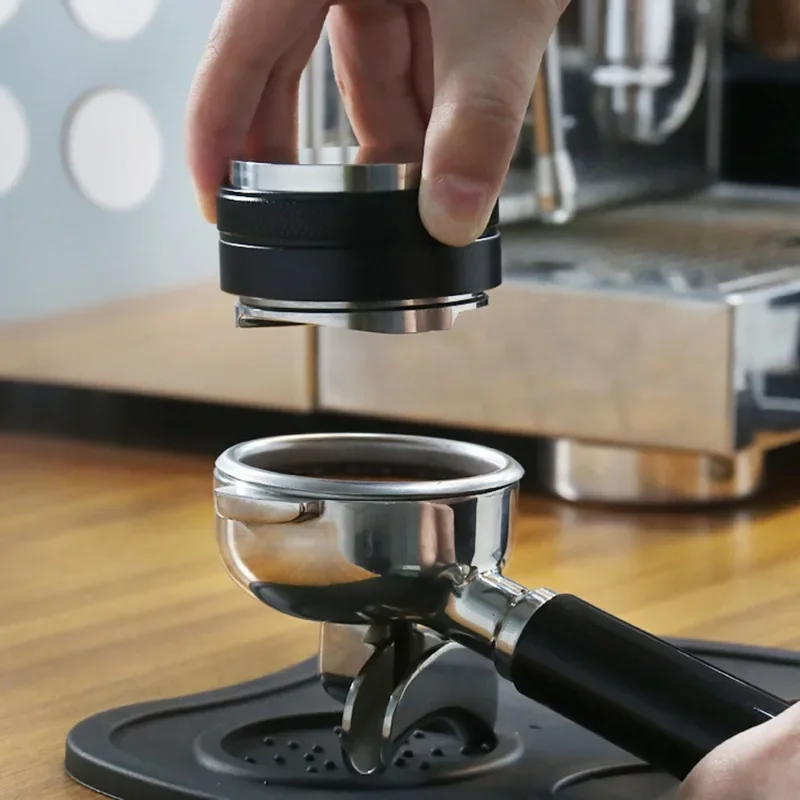 51mm/53mm/58mm Double-headed Coffee Tamper 2-in-1 Non-slip Distributor Adjustable Height Flat-bottomed Three-leaf Espresso Tool