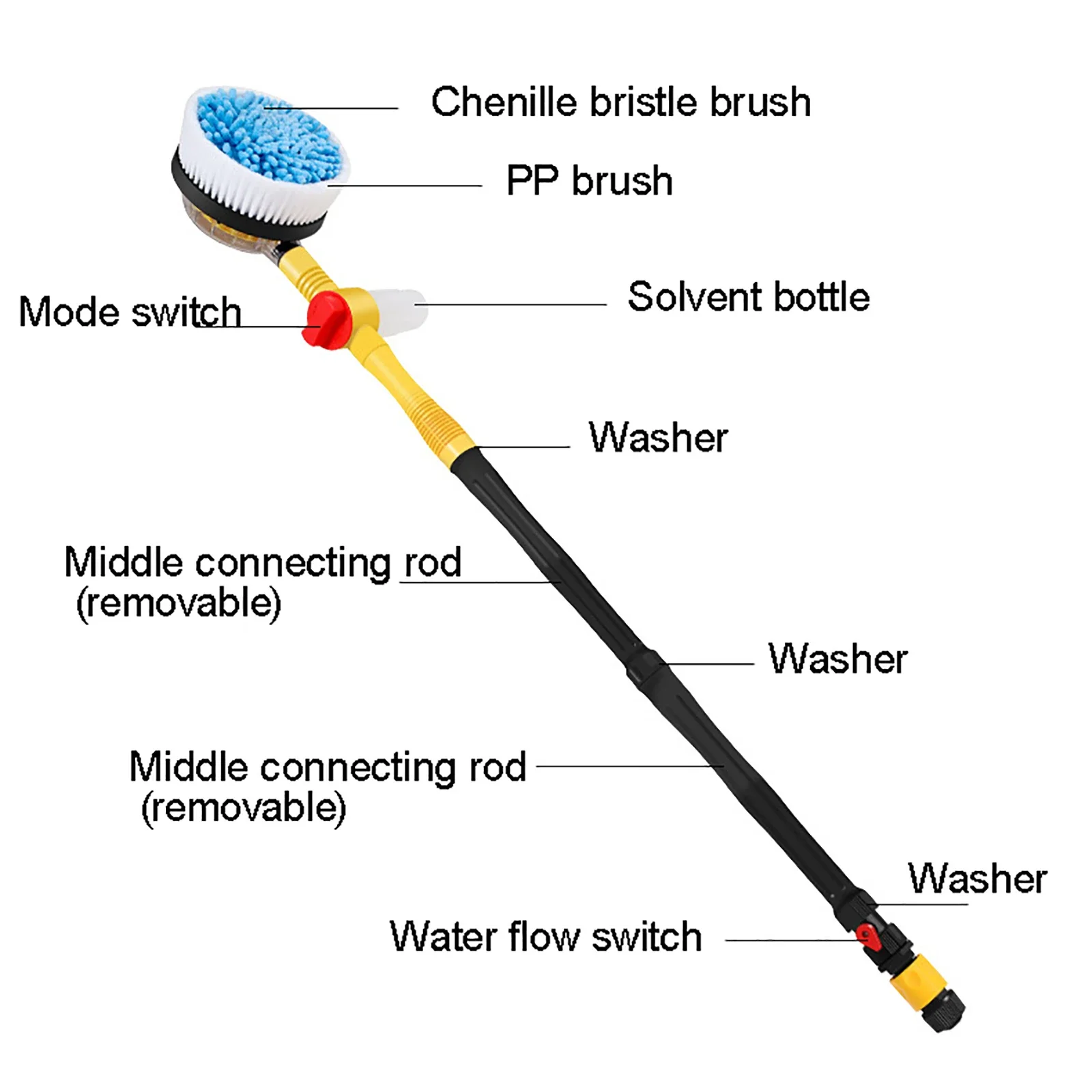 Long Car Cleaning Washing Brush Wash Foam Brush Automatic Rotary Long Handle Cleaning Mop Brush Washing Tool