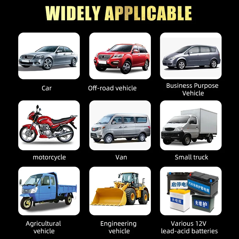 Carregador de bateria inteligente EAFC, tela grande, 12V, carga automática completa do reparo do carro para o carro e a motocicleta