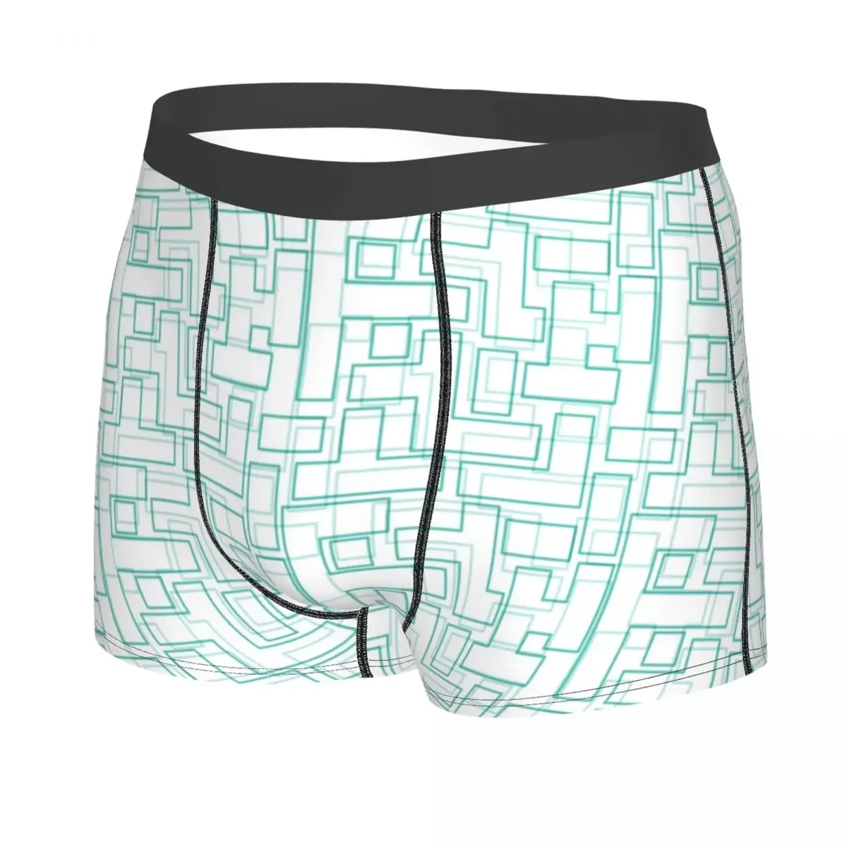 Rectangular Abstract Geometric Llines Arts Men Boxer Briefs Pattern Texture Breathable Underpants Print Shorts Birthday Gifts