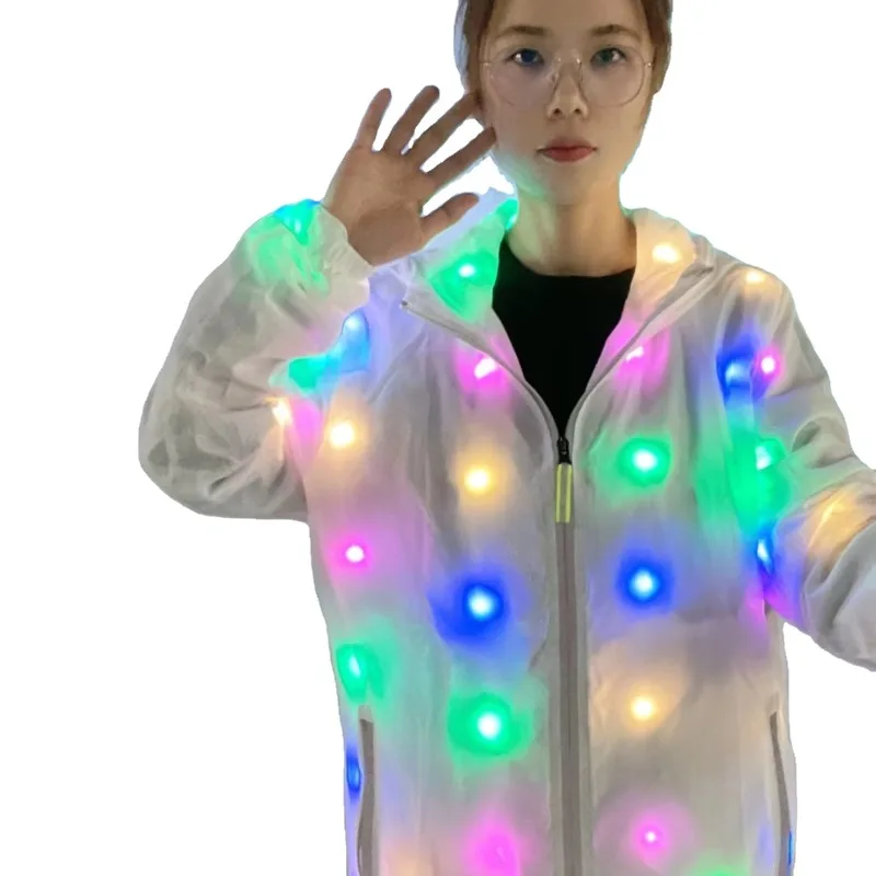 

Fashion Light Emitting Diode Hoodie New Upgrade Color Jacket Prom Clothing Windbreaker
