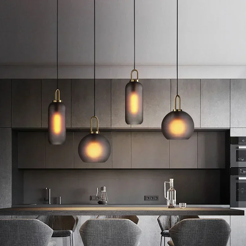 Lampe Suspendue en Forme de Boule de Verre au Design Nordique, Luminaire Décoratif d'Nik, Idéal pour une Cuisine, une Salle à Manger, une Chambre à Coucher ou une Table Basse