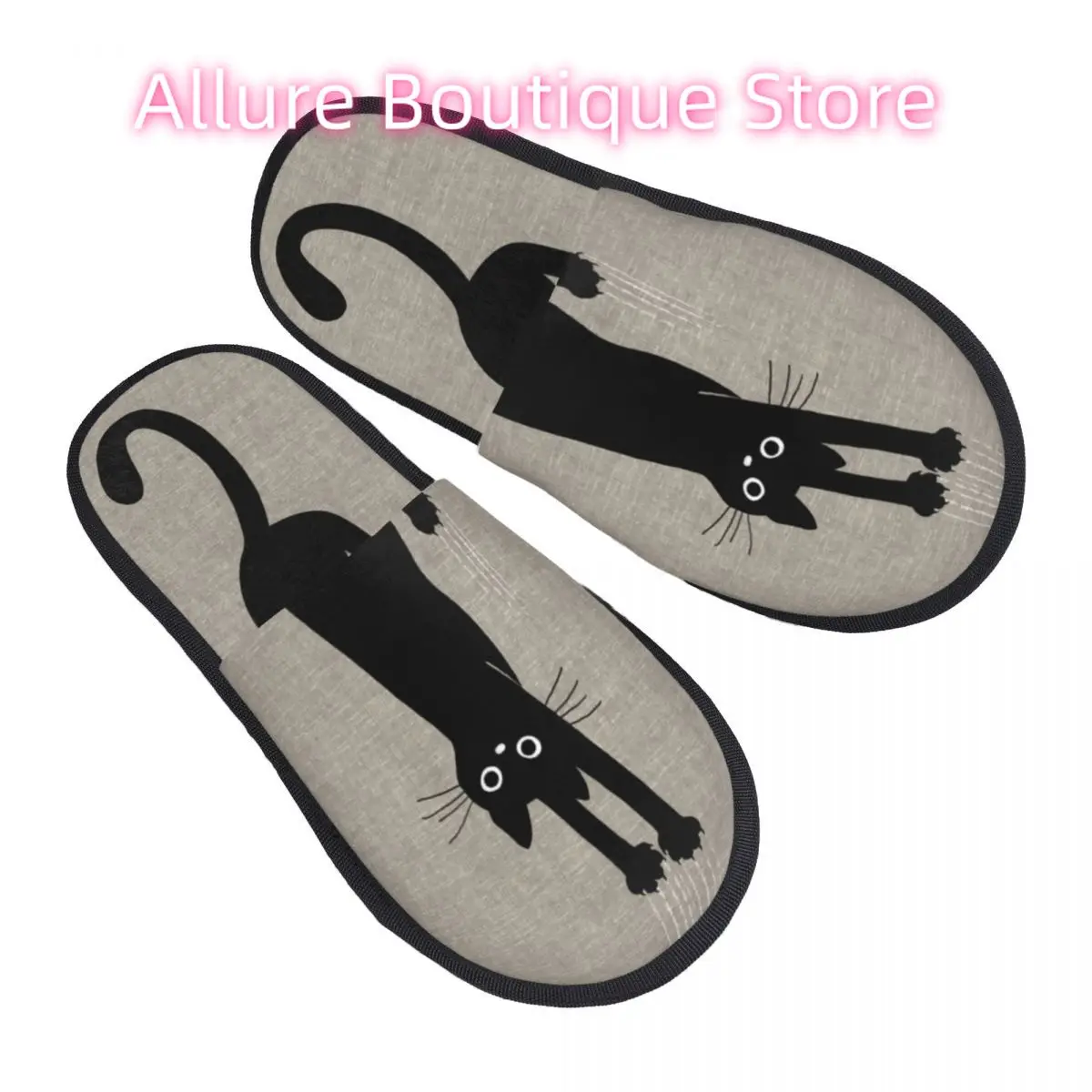 مخصص طباعة المرأة القطة السوداء عقد على شبشب منزل دافئ دافئ رغوة الذاكرة رقيق النعال داخلي في الهواء الطلق الأحذية