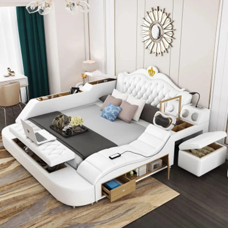 Storage Frame Smart Bed House Luxury Modern Hotel King Size Smart Bed Princess Girls Unique Cama Box Casal Bedroom Furniture